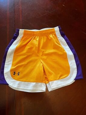 Under Armour Yellow, Purple & White Girls' Athletic Shorts